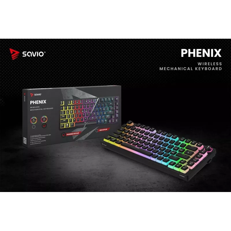 Gaming πληκτρολόγιο Savio SAVGK-PHENIX RED PUDDING μηχανικό RGB Wireless