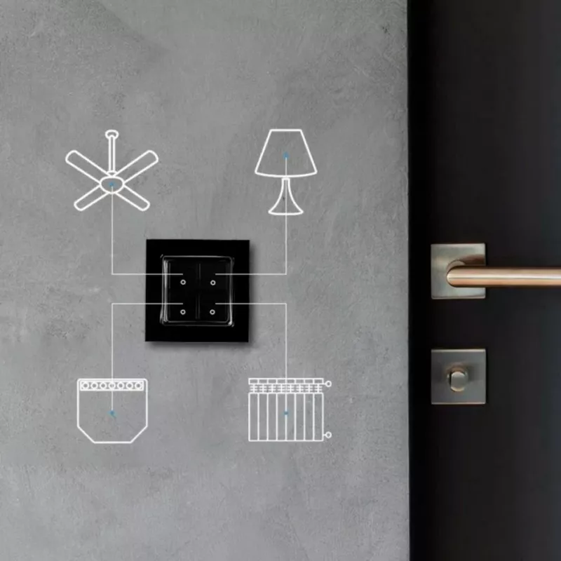 Light Switch Shelly Switch 4 Πλαστικό Μαύρο