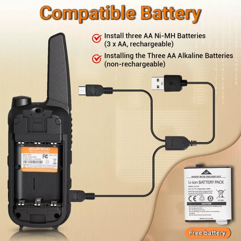 Walkie-talkie Baofeng BF-T25E Πορτοκαλί, 2 τεμ.