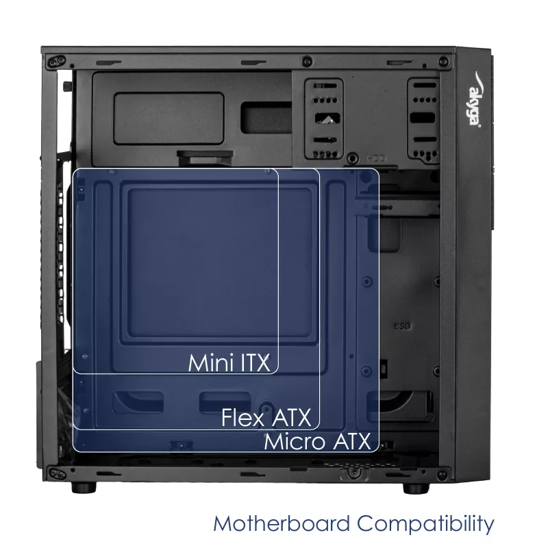 Akyga AK19BK Κουτί υπολογιστή Micro-Tower, Micro-ATX / Mini-ITX, USB-C + USB 3.0 + 2x USB 2.0, χωρίς τροφοδοτικό, μαύρο