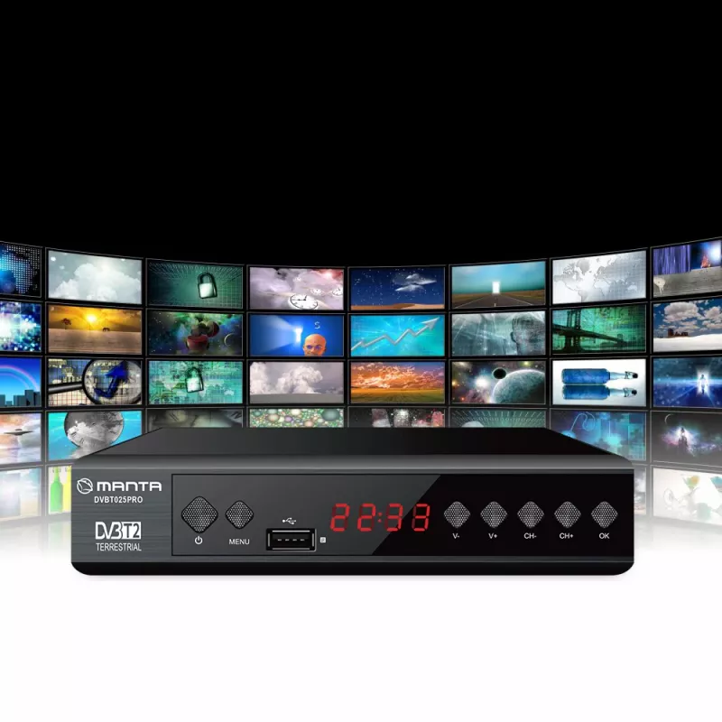 Ψηφιακός δέκτης TV MANTA DVBT025PRO DVB-T2 υποστήριξη Full HD εγγραφή USB