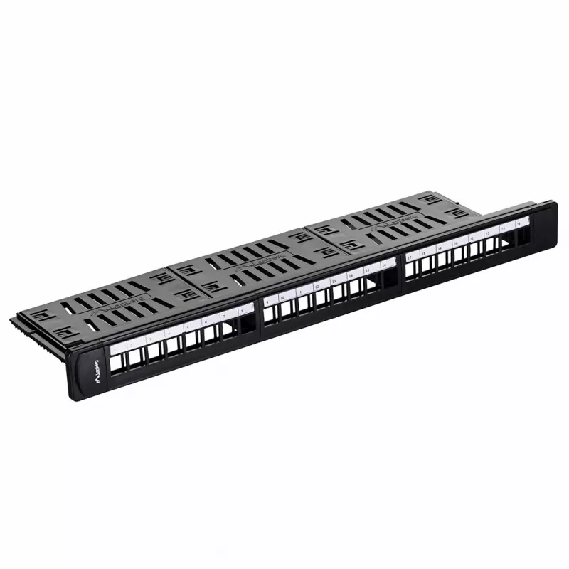 Patch panel 1U LANBERG PPKS-1124-B, 24 θύρες, 1U, ABS, μαύρο, 482,6×44,5×154 mm