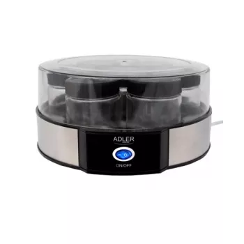 Γιαουρτιέρα Adler AD 4476 — 7 ποτήρια, 42 °C, 20 W, γκρι/μαύρο/διαφανές
