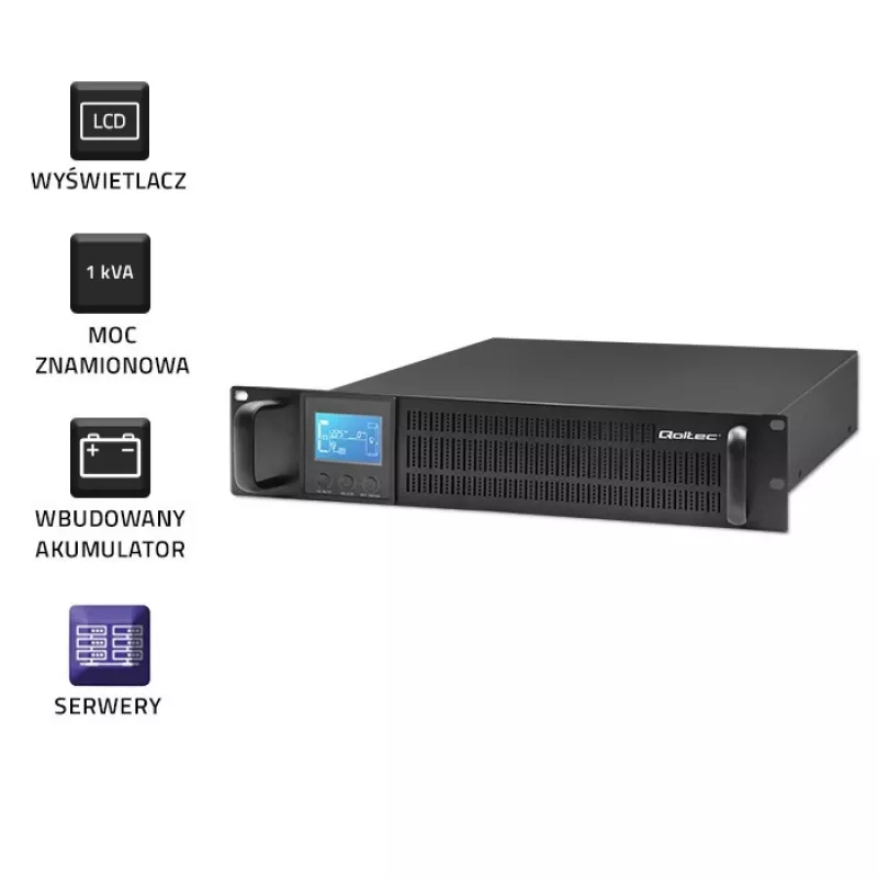 Qoltec 53945 Rack-USV, 1 kVA, 800 W, LCD