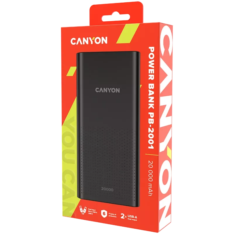 CANYON Powerbank PB-2001 20000 mAh μαύρο