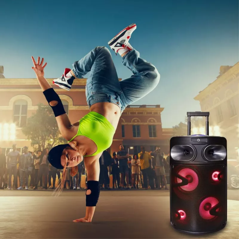 Φορητό ηχείο Bluetooth karaoke MANTA SPK0803B140 140W, με μπαταρία, MIC/USB/microSD, FM, equalizer, ρόδες
