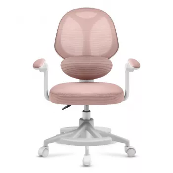 Παιδικό περιστρεφόμενο κάθισμα mark adler Junior 4.5 Pink — πλάτη mesh, κάθισμα αφρού, ρυθμιζόμενο ύψος 40–50 cm, υποβραχιόνια, υποστήριξη οσφυϊκής χώρας, ροδάκια (ανοιγμένη συσκευασία)