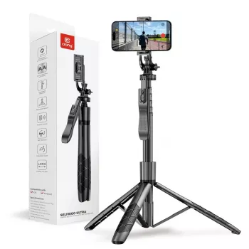 Τρίποδο-selfie-stick Crong CRGSGU1BLK αλουμινίου Bluetooth με πτυσσόμενα πόδια και βάση κινητού