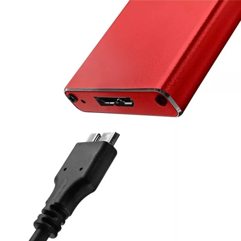 Θήκη SSD QOLTEC 51831 USB 3.0 για δίσκους M.2 SATA έως 2 TB, κόκκινη, υποστηρίζει μήκος 30 mm, έως 4 δίσκους