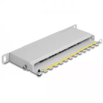 DeLOCK 10 ιντσών Patch Panel, 8 Port, Κατ.6A, 0,5HE, γκρι, μέταλλο