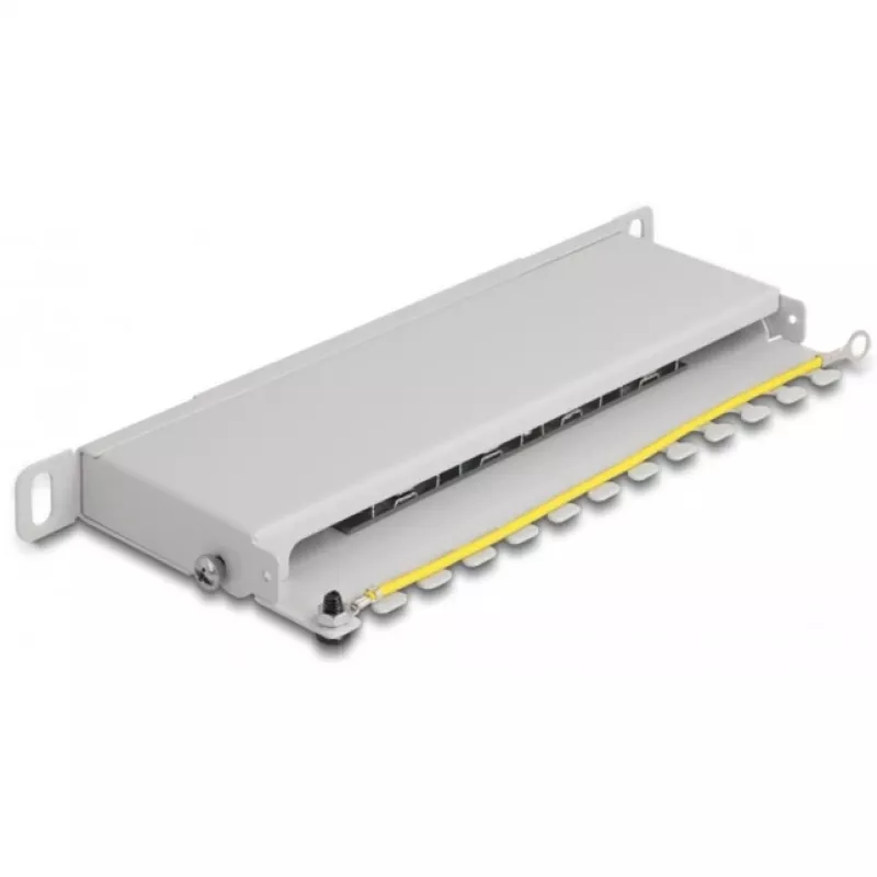 DeLOCK 10 ιντσών Patch Panel, 8 Port, Κατ.6A, 0,5HE, γκρι, μέταλλο