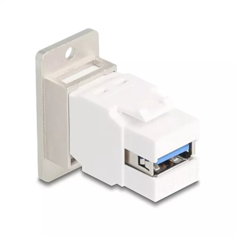 Keystone-Modul DELOCK 67337 Panel-Mount USB Type-B σε USB Type-A 5 Gbit/s, ασημί/λευκό