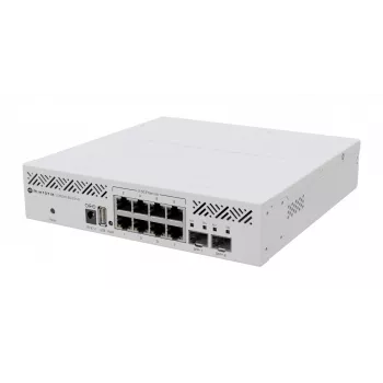 Διαχειριζόμενο L3-Switch MikroTik CRS310-8G+2S+IN — 8× 2.5G RJ-45, 2× SFP+, PoE, τοποθέτηση σε rack 1U, λευκό