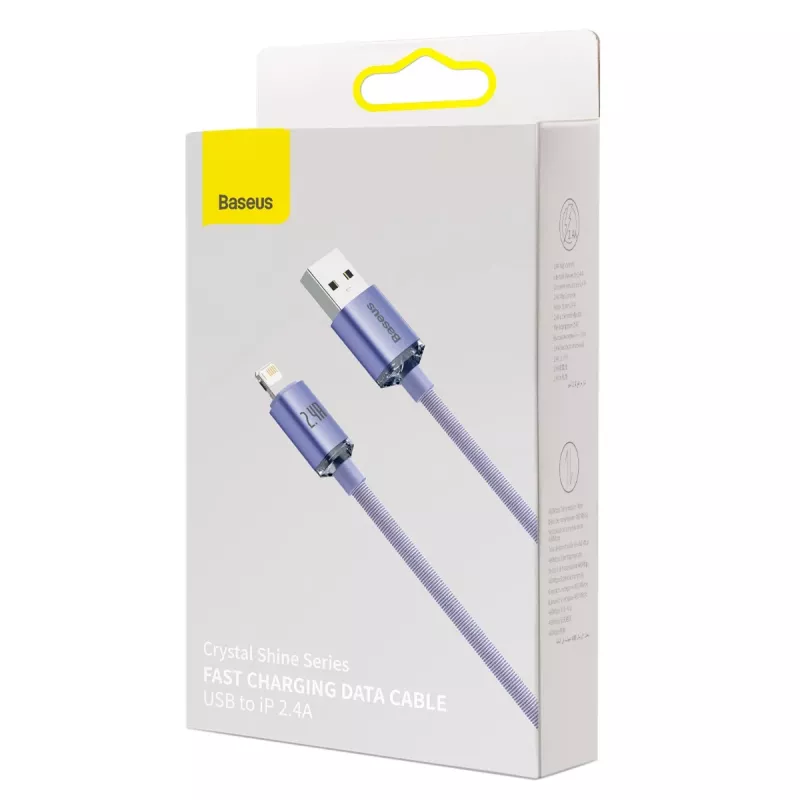 Καλώδιο Baseus Crystal Shine USB σε Lightning, 2,4A, 2m (μωβ)