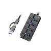 USB 3.2 Gen1 HUB, 4x USB-A διακόπτης on/off