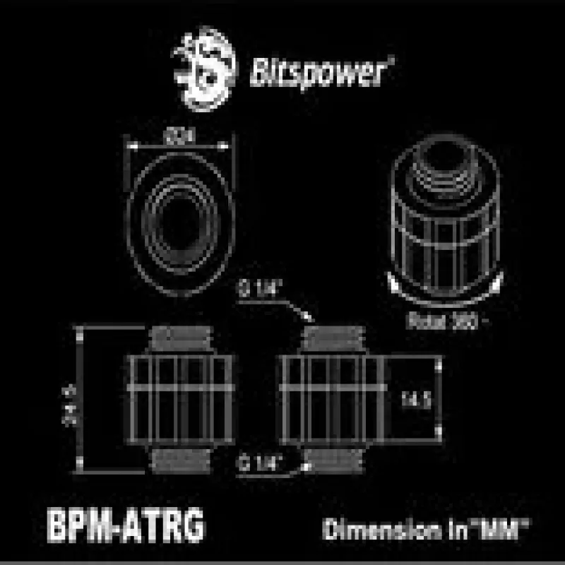 Rotary Extender BitsPower Artemis ματ μαύρο — BPM-ATRG-MB