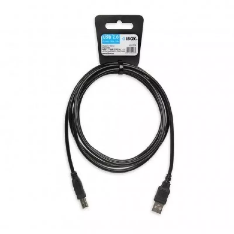 Καλώδιο USB IBOX IKU2D 1,8 m – USB A σε USB B, USB 2.0, μαύρο