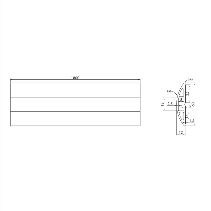 ROLINE Κανάλι καλωδίων TPE Flex, 60 mm, μαύρο, 1,8 m (19.08.3105)