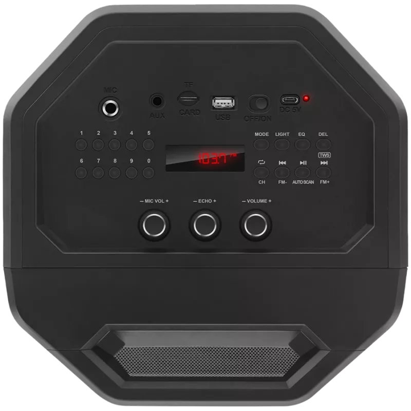 Ηχείο SVEN PS-600, μαύρο (50W, TWS, Bluetooth, FM, USB, microSD, οθόνη LED, 4000mAh)