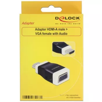 Αντάπτορας καλωδίου DeLOCK 65586 HDMI-A σε VGA μαύρο λευκό