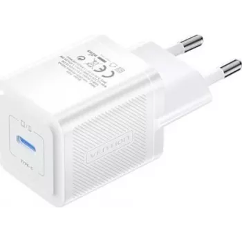 Vention φορητός φορτιστής FEPW0-EU – 20W USB-C φορτιστής AC εσωτερικού χώρου για smartphone, tablet, smartwatch, ακουστικά, λευκό