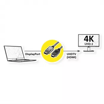 ROLINE 11.04.5997-10 Καλώδιο DisplayPort σε HDMI, 3 m, μαύρο