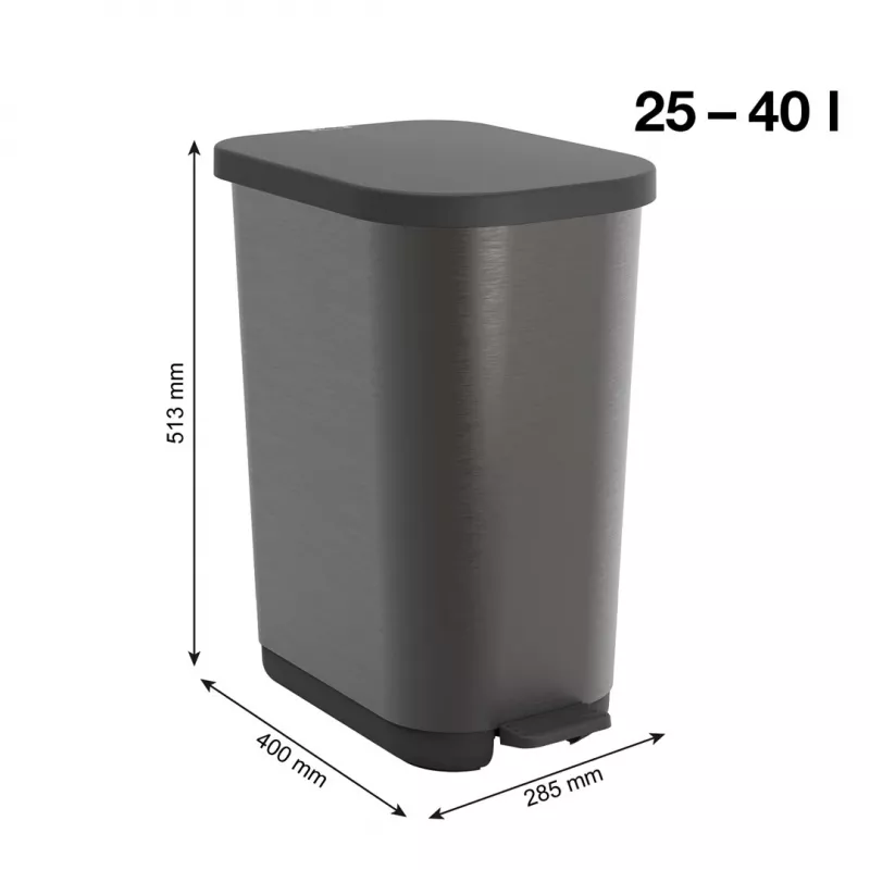 ROTHO Ribo Graphite - Κάδος με πεντάλ – 35 l