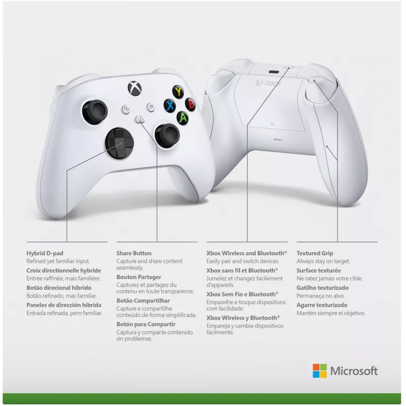 Microsoft Xbox Wireless Controller - Gamepad - Ασύρματο - Bluetooth - Robot White - για PC, Microsoft Xbox One, Android, Microsoft Xbox Series S, Microsoft Xbox Series X