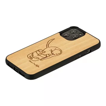 Θήκη προστασίας man and wood για iPhone 12 Pro Max — γάτα με κόκκινο ψάρι