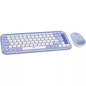 Logitech POP Icon Combo - Σετ πληκτρολογίου και ποντικιού - ασύρματο - Bluetooth LE - QWERTY - US International - λιλά, Off-White (920-013078)