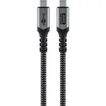 Goobay Καλώδιο USB-C με πλεκτό περίβλημα, USB4, 240 W, 40 Gbit/s, Power Delivery, 1,5 m (1,50 m, USB 4.0, 240 W), Καλώδιο USB