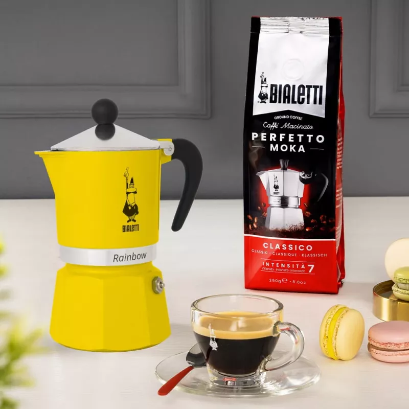 Καφετιέρα Moka Bialetti Rainbow Μαύρο Κίτρινο