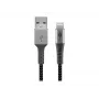 Goobay 49269 καλώδιο USB-A σε Lightning, 2 m, υφασμάτινη επένδυση, μεταλλικά βύσματα, πιστοποίηση MFi, USB 2.0, γκρι διαστήματος/ασημί