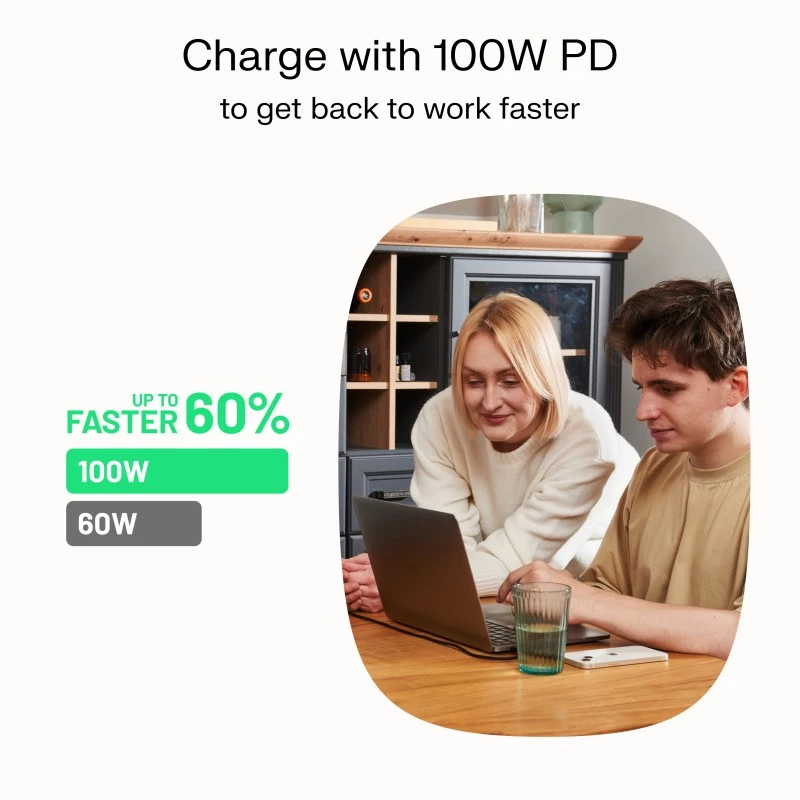 Καλώδιο USB-C-USB-C PowerStream 100W πλεκτό 1,2m λευκό