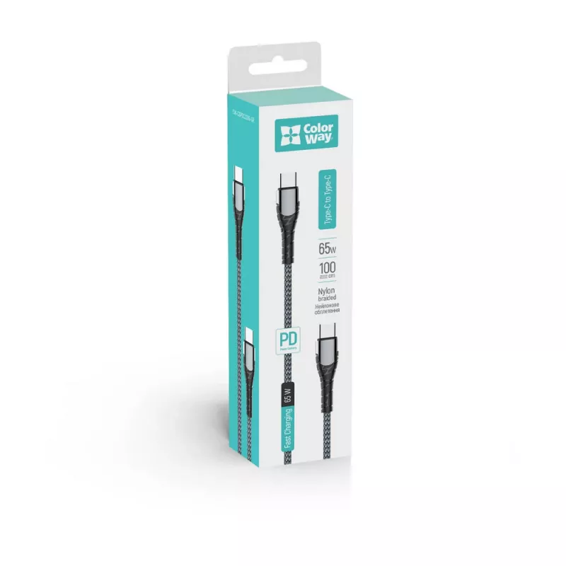 Καλώδιο φόρτισης USB Type-C ColorWay CW-CBPDCC040-GR, 65W PD, 1 m, πράσινο