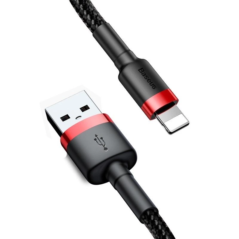 Καλώδιο USB-A σε Lightning Baseus Cafule 2.4A QC 3.0, 1 m — μαύρο/κόκκινο