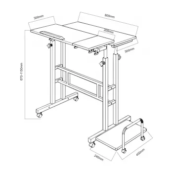 Φορητό τραπέζι laptop Maclean, μαύρο, 80x60 cm, μέγιστο 50 kg, ρυθμιζόμενου ύψους 67-115 cm, MC-124 B