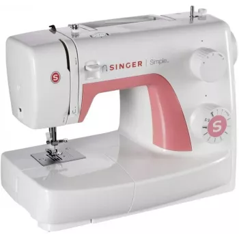 Singer Simple 3210 αυτόματη ραπτομηχανή, ηλεκτρομηχανική, 10 βελονιές, κουμπότρυπα 4 βημάτων, ελεύθερος βραχίονας, 85 W, λευκή/ροζ