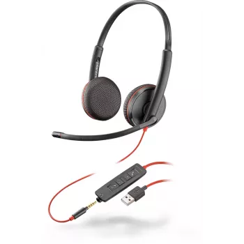 Headset HP POLY Blackwire C3225 ενσύρματο headset USB-A με κεφαλοταινία για γραφείο/call center, 20–20000 Hz, 121 g, μαύρο