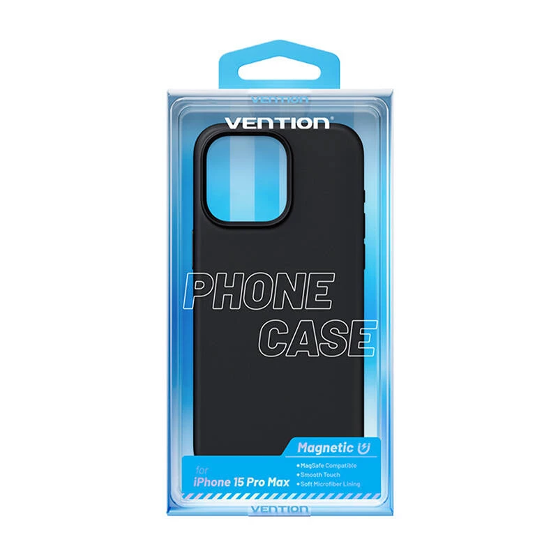 Προστατευτική θήκη σιλικόνης Vention KUFB0-40 για iPhone 15 Pro Max — μαύρη θήκη soft-touch