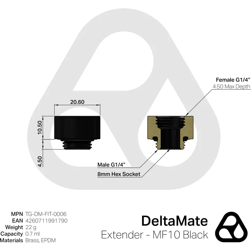 Thermal Grizzly DeltaMate Extender - MF10 Μαύρο (TG-DM-FIT-0006)