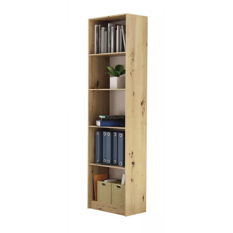 Βιβλιοθήκη Top e shop R50 ARTISAN — φινίρισμα δρυς, 5 ράφια, πλαίσιο μοριοσανίδας