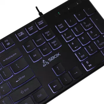 Ενσύρματο πληκτρολόγιο USB SBOX K-22 US μαύρο — διάταξη US, μαύρο, ενσύρματη σύνδεση USB