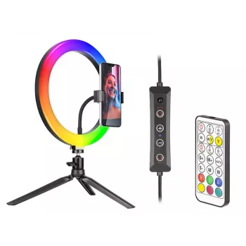 Λάμπα δακτυλίου RGB 26 cm με τρίποδο