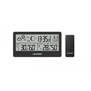Μετεωρολογικός σταθμός BLAUPUNKT WS20BK — ένδειξη εσωτερικής/εξωτερικής θερμοκρασίας & υγρασίας, μαύρος, 1 αισθητήρας, LCD, με μπαταρία