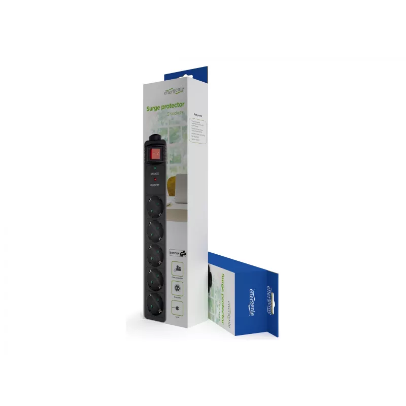 Gembird SPG5-C-5 Πολύπριζο 1,5 m 5 πρίζες Μαύρο