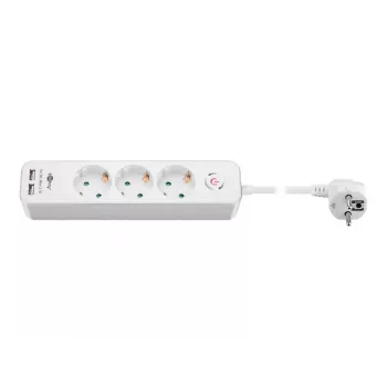 Goobay πολύπριζο 3 θέσεων με διακόπτη και USB, καλώδιο 1,5m, Type F