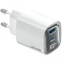 Φορτιστής γρήγορης φόρτισης USB και USB-C 30W GaN usams CC229 Λευκό — Ένδειξη LED, συμπαγής σχεδιασμός