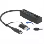 Hub USB 3.2 Gen 1 3 θυρών + Αναγνώστης καρτών SD και Micro SD με σύνδεση USB Type-C ή USB Type-A, USB hub
