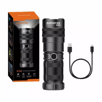 Φακός Superfire GT60, 2600 lm, επαναφορτιζόμενος φακός χειρός USB-C